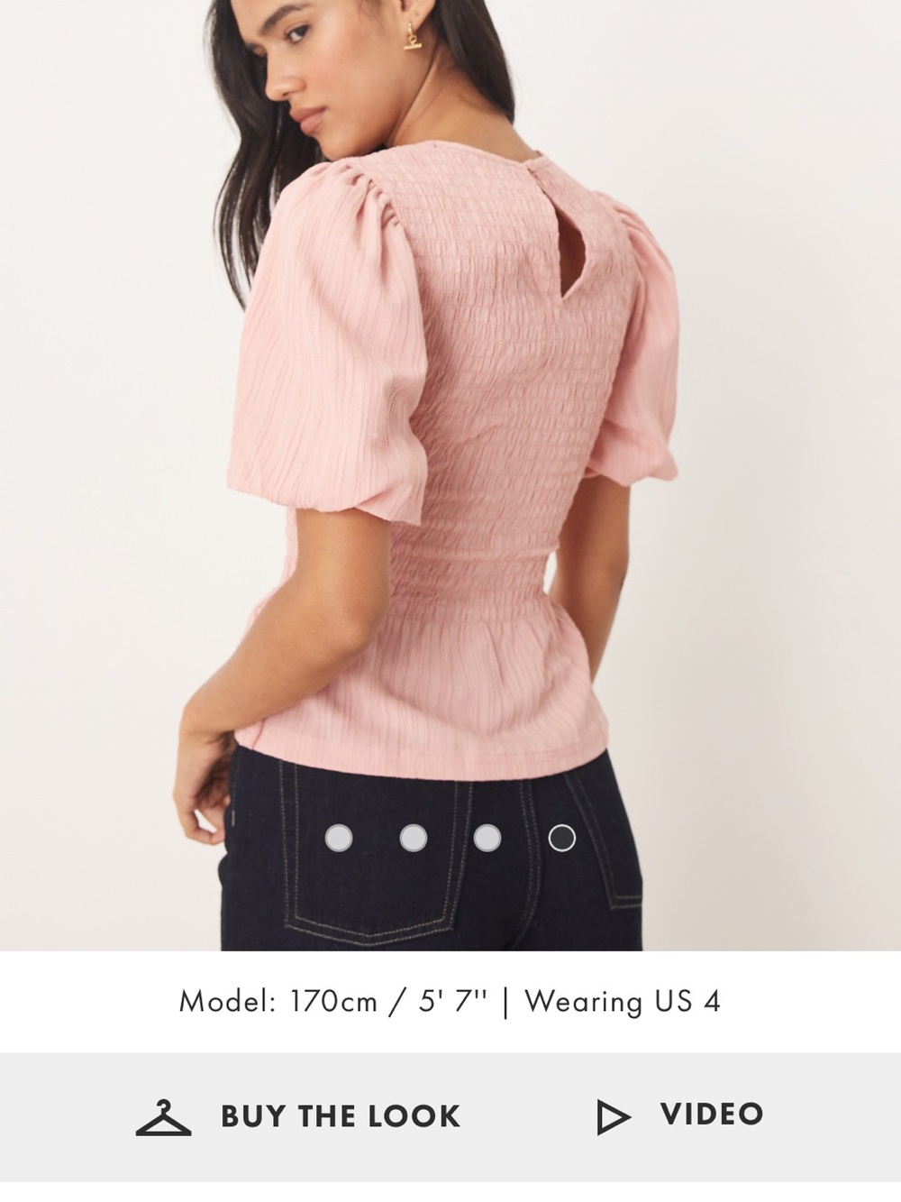 Smocked Puff-Sleeve Blouse in Blush Pink